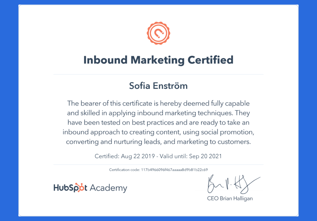 Inbound Marketing Certificate